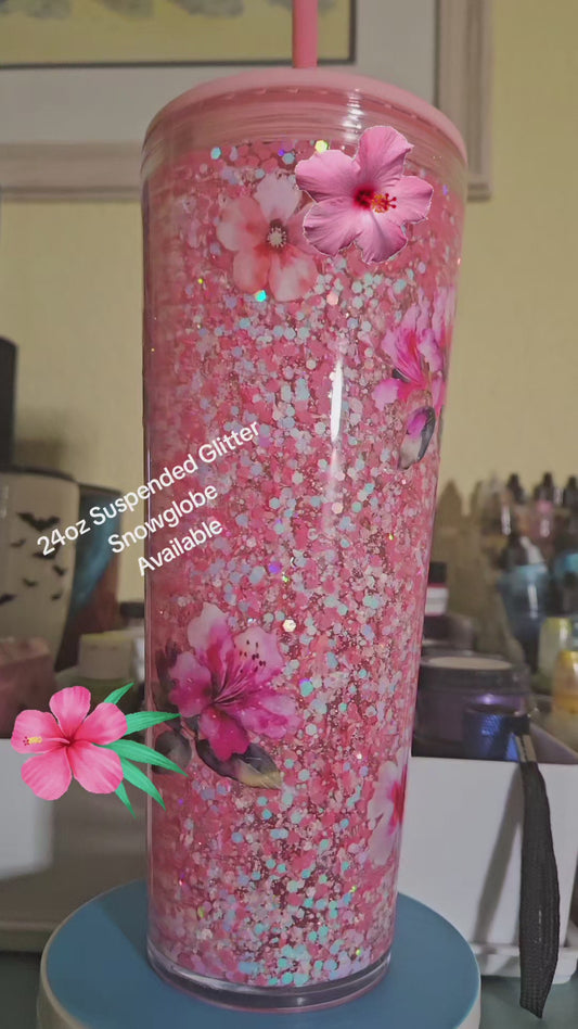 24oz Suspended Glitter Snowglobe Tumbler