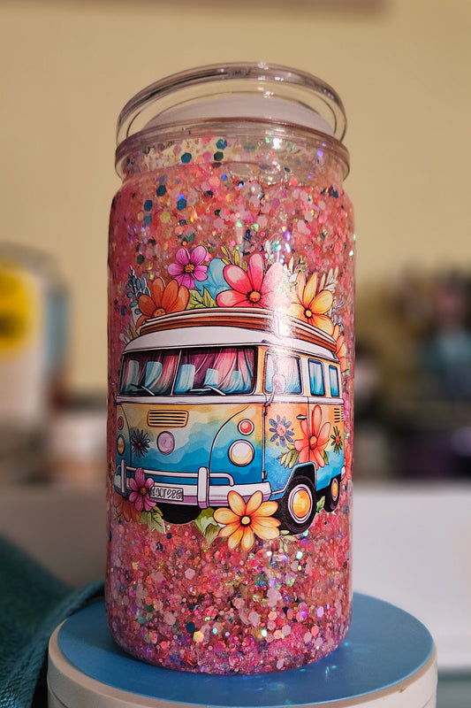 16oz Snowglobe--Retro VW Bus