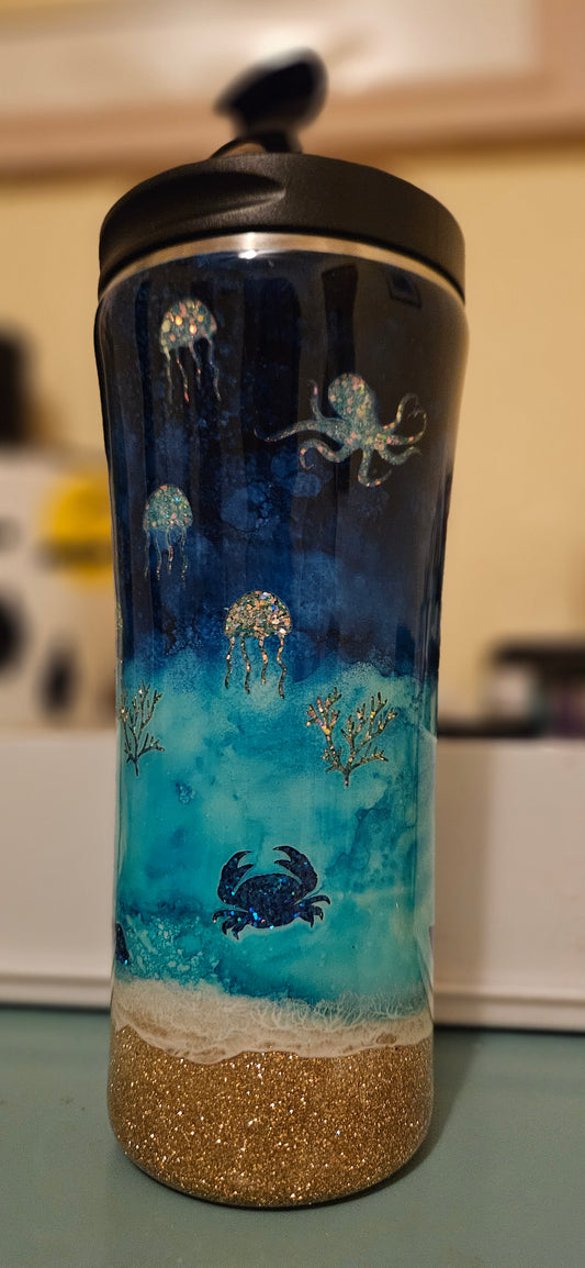 16oz Slim Travel Mug - Sealife