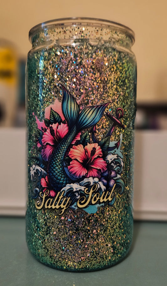 16oz Acrylic Glitter Snowglobe-Mermaid Tail