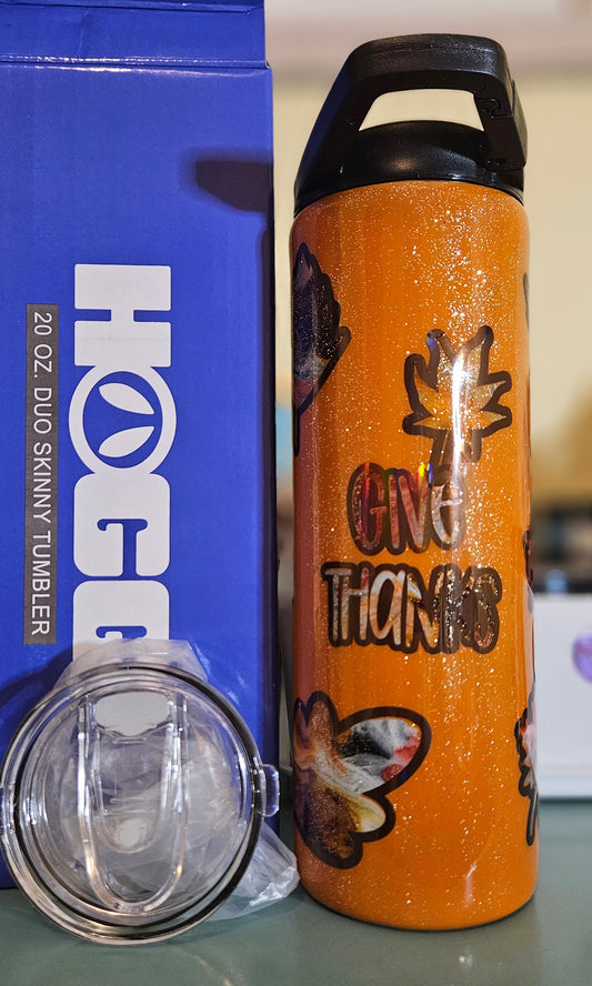 20oz Duo Skinny Epoxy Tumbler--Give Thanks