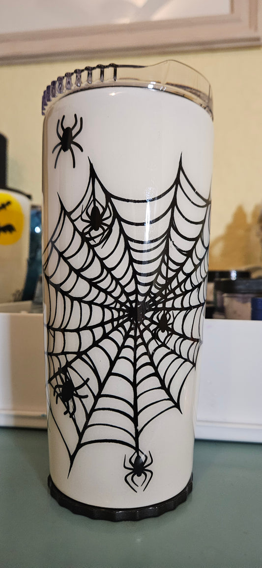 20oz Stainless Steel Epoxy Strawbler--Halloween Spiders