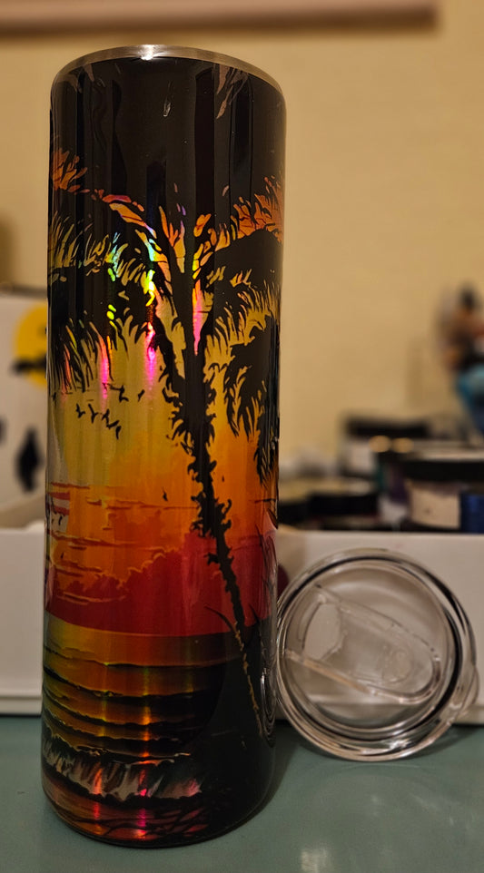 30oz Skinny Tumbler-Holographic Sunset